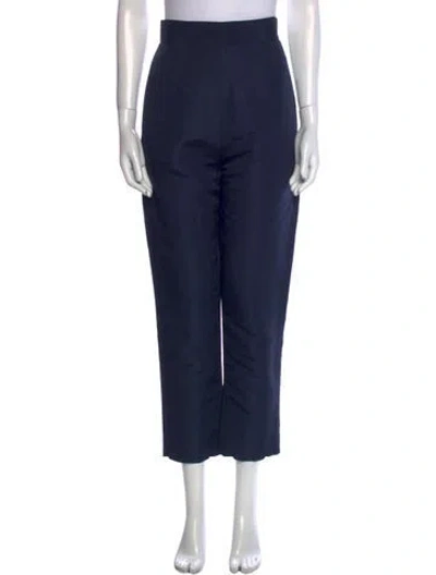 Pre-owned Alexia Maria Silk Straight Leg Pants In Blue