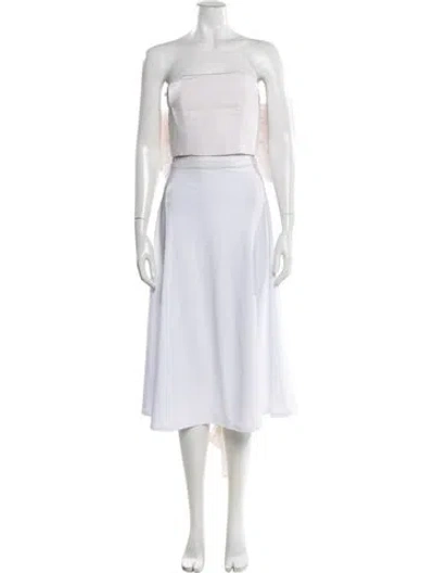 Pre-owned Alexia Maria Silk Strapless Crop Top In White