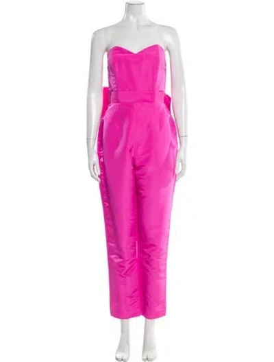 Pre-owned Alexia Maria Silk Strapless Jumpsuit In Pink