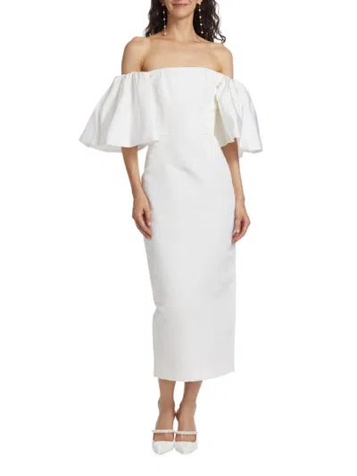 Alexia Maria Women's Andrea Bow-embellished Silk Midi-dress In White