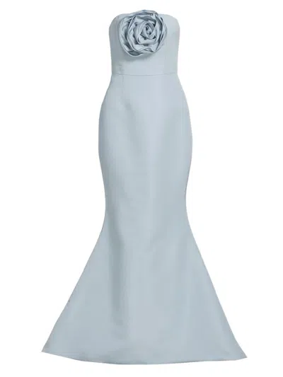 Alexia Maria Women's Barbara Silk Faille Bandeau Mermaid Gown In Blue