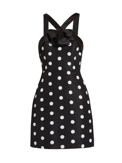 Alexia Maria Women's Colette Polka Dot Silk Minidress In Black With White Polka Dot