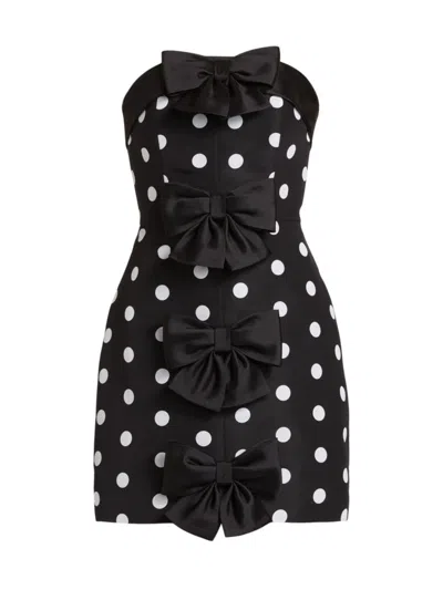 Alexia Maria Women's Georgie Polka Dot Silk Minidress In Black With White Polka Dot