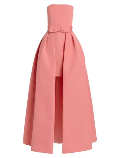 Alexia Maria Women's Silk Faille Strapless Minidress With Convertible Bow Skirt In Carnation Pink