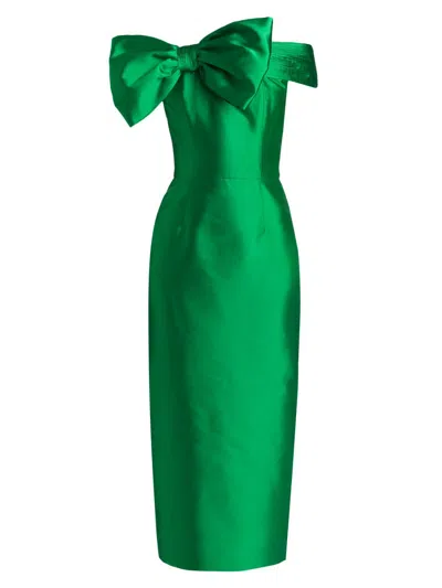 Alexia Maria Women's Violet Silk-wool Off-the Shoulder Midi-dress