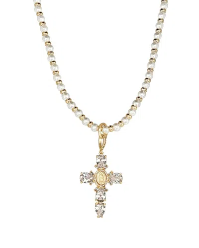 Alexie Of Athens Filled 3-4mm Pearl Cz Necklace