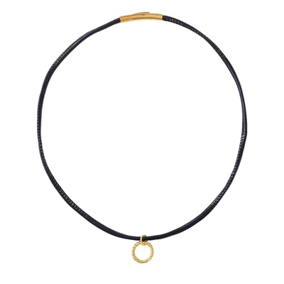 Alexie Of Athens Women's Black Essential Cord Charm Necklace In Blue