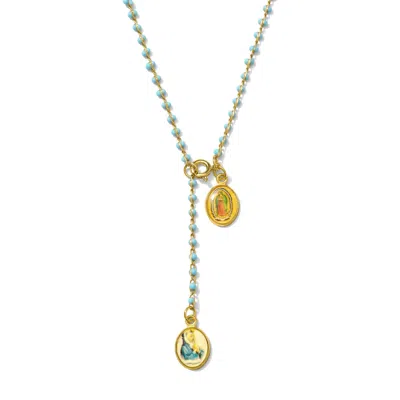 Alexie Of Athens Women's Blue Two Drop Rosary Necklace