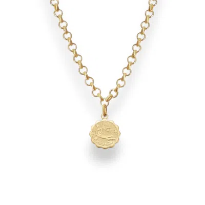 Alexie Of Athens Women's Gold Aquarius Zodiac Mini Medallion Chain Necklace