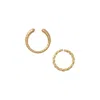 Alexie Of Athens Women's Gold Byzantine Etched Rope Duo Ring Set In Gold