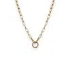Alexie Of Athens Women's Gold Charm Keeper Pave Pull Open Chain