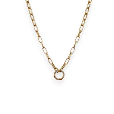 Alexie Of Athens Women's Gold Charm Keeper Pave Pull Open Chain
