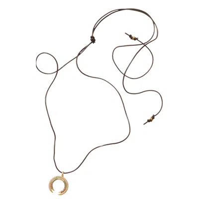 Alexie Of Athens Women's Gold Crescent Leather Wrap Necklace