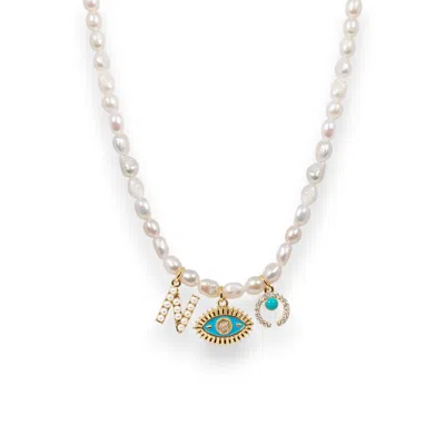 Alexie Of Athens Women's Gold Delphi Monogram Talisman Pearls