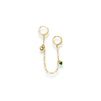 Alexie Of Athens Women's Gold Envy Heart Charm Chain Huggie