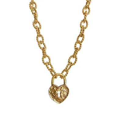 Alexie Of Athens Women's Gold Heartlock Twist Necklace