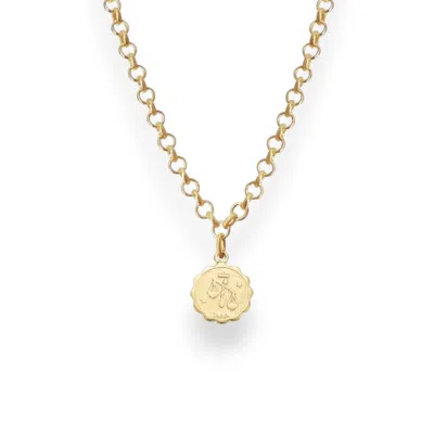 Alexie Of Athens Women's Gold Libra Zodiac Mini Medallion Chain Necklace