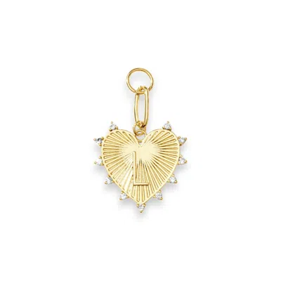 Alexie Of Athens Women's Gold Radiate Pave Initial Heart Charm