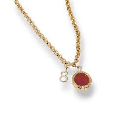 Alexie Of Athens Women's Gold / Red Strength & Karma Charm Necklace