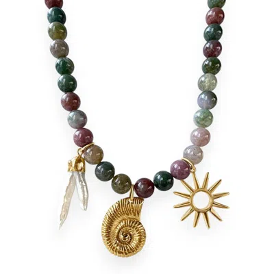 Alexie Of Athens Women's Gold Sirena Sea Charm Bead Necklace