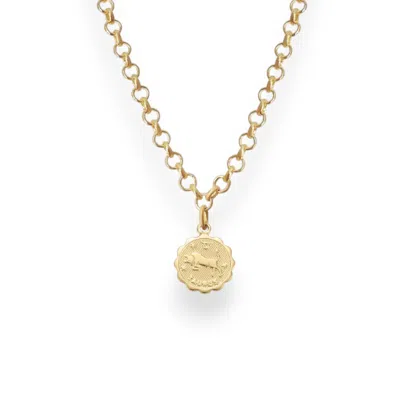 Alexie Of Athens Women's Gold Taurus Zodiac Mini Medallion Chain Necklace