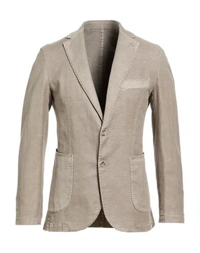 Alexingh Man Blazer Grey Size 42 Cotton, Linen, Elastane In Gray