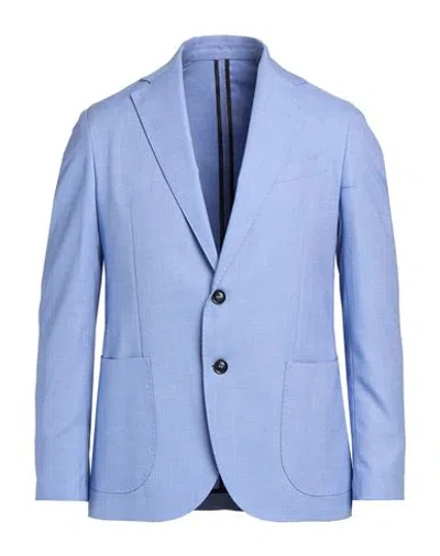 Alexingh Man Blazer Light Blue Size 44 Polyester, Viscose, Elastane