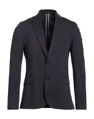 Alexingh Man Blazer Midnight Blue Size 46 Cotton, Polyamide, Elastane In Black