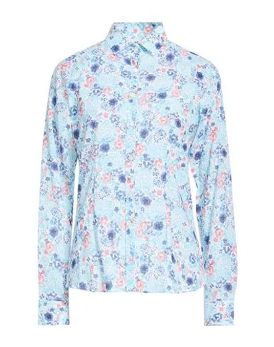 Alexingh Woman Shirt Turquoise Size 4 Cotton, Elastane In Blue