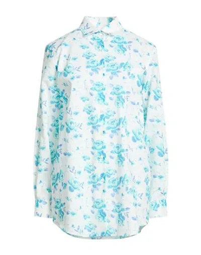 Alexingh Woman Shirt Turquoise Size 8 Cotton In Blue