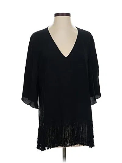 Pre-owned Alexis 3/4 Sleeve Silk Top Black V Neck Tops