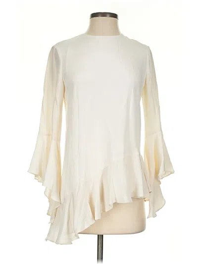 Pre-owned Alexis 3/4 Sleeve Silk Top Ivory High Neck Tops