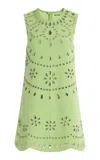 Alexis Adilyn Crystal-embellished Cutout Stretch-crepe Mini Dress In Green