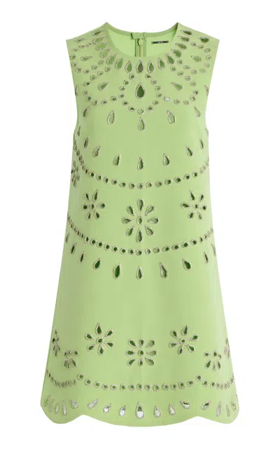 Alexis Adilyn Crystal-embellished Cutout Stretch-crepe Mini Dress In Green