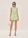 Alexis Adilyn Laser-cut Floral-pattern Mini Dress In Green