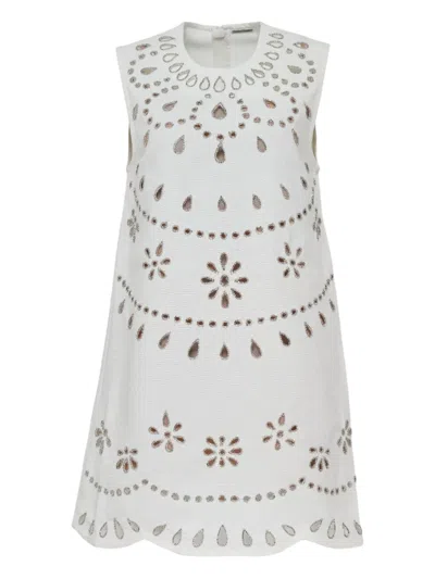 Alexis Adilyn Laser-cut Floral Mini Dress In Neutral