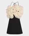 Alexis Aisha Ruffle Halter Mini Dress In Black