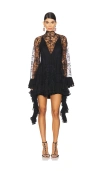 Alexis Aliya Long-sleeve Ruffle Lace Mini Dress In 블랙