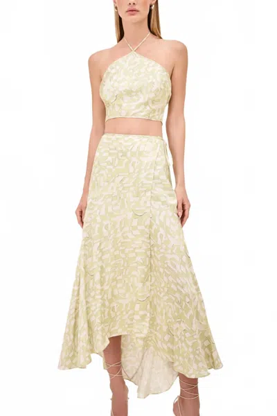 Alexis Alzena Wrap Tie Skirt In Pistachio Mirage In Multi