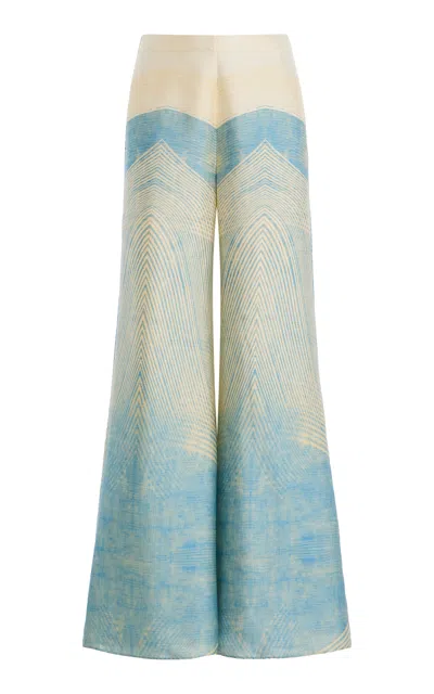 Alexis Andres Printed Flared Pants In Blue