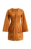 Alexis Anesa Faux Suede Mini Dress In Orange