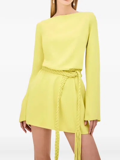 Alexis Angelie Braided Open-back Mini Dress In Yellow
