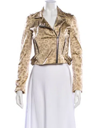 Pre-owned Alexis Animal Print Biker Jacket In Neutral