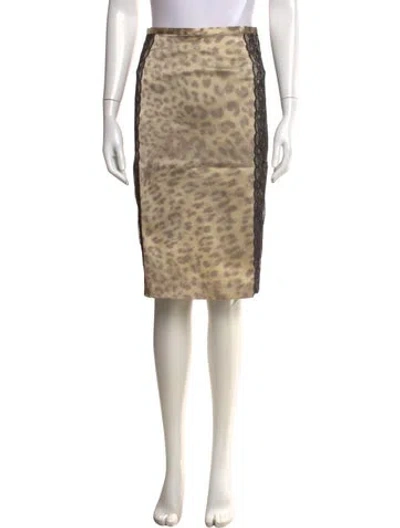 Pre-owned Alexis Animal Print Knee-length Skirt In Neutral