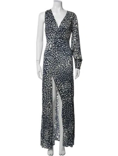 Pre-owned Alexis Animal Print Long Dress In Blue