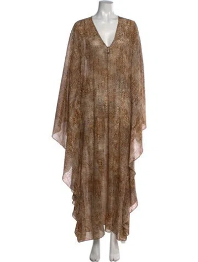 Pre-owned Alexis Animal Print Long Dress In Multicolor