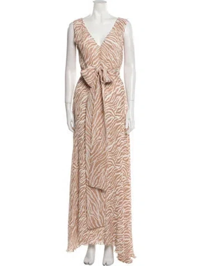 Pre-owned Alexis Animal Print Long Dress In Neutral