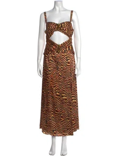 Pre-owned Alexis Animal Print Long Dress W/ Tags In Brown