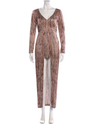 Pre-owned Alexis Animal Print Long Dress W/ Tags In Pink