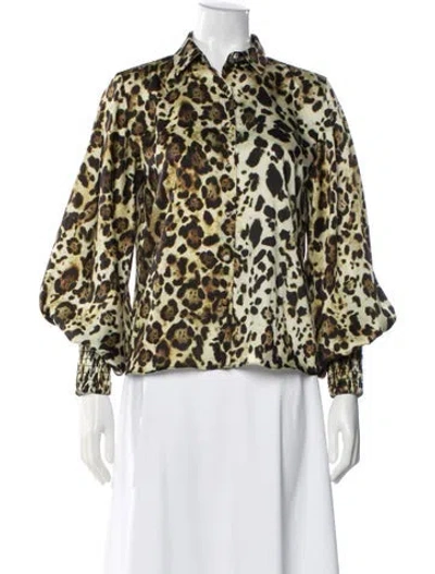 Pre-owned Alexis Animal Print Long Sleeve Blouse In Multi